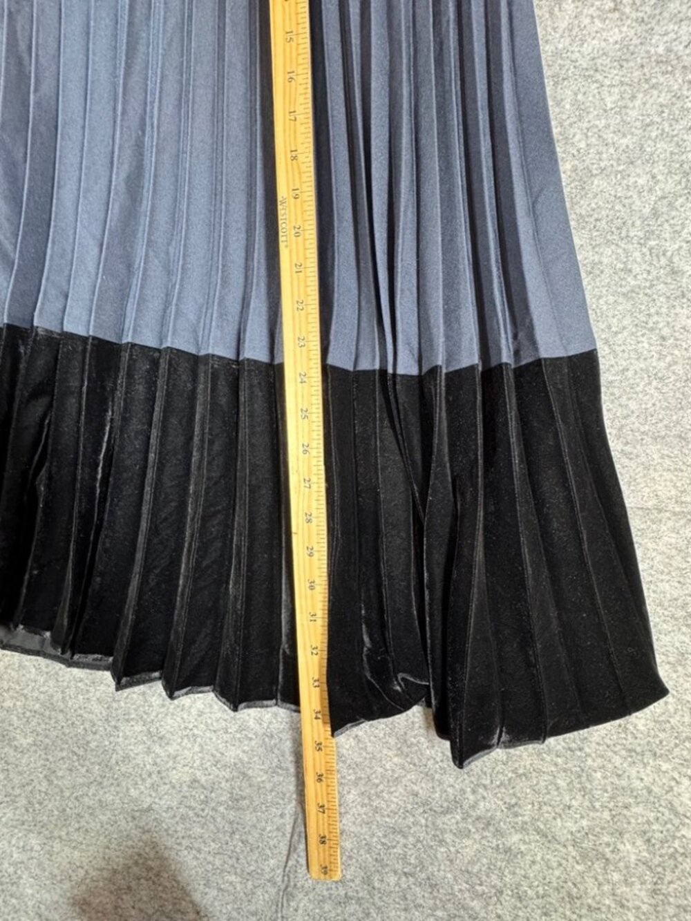Sandro Pleated Two-Tone Maxi Skirt Size 3 Velvet Trim Quiet Luxury Belted Chic - Picture 11 of 14